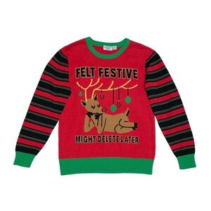 Mighty Fine Funny Christmas Reindeer Sweater Small
